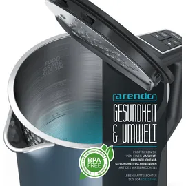 Arendo Wasserkocher mit Temperatureinstellung 40 - 100 °C, Edelstahl, LED-Display, 1,5L, 2200W, Doppelwand Design, BPA-frei, blau matt - Blau
