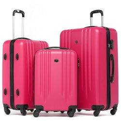 FERGÉ Kofferset Kofferset mit Trolley Marseille, Hartschale 3er-Set, Reisekoffer mit 4 Rollen, Koffer-Set 3-teilig rosa
