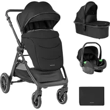KIKKABOO Ava 3 in 1 Babywanne, Babyschale, Gummiräder, Tasche schwarz - Black - One Size