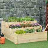 Outsunny Hochbeet 3-stufige Blumenkasten, Pflanzenbeet, Kräuterbeet für Garten