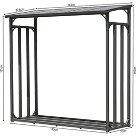 Quick Star Kaminholzregal Metall 143 x 70 x 145 cm Außen Schwarz/Transparent