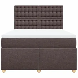 vidaXL Boxspringbett mit Matratze Dunkelbraun 140x200 cm Stoff