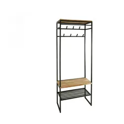 KAWOLA Garderobe FLINT Akazie Metall schwarz 1 Ablage