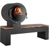 KANUK | Kaminofen Kanuk - Bank | Buchenholz / Flamme gestrahlt | 8 kW