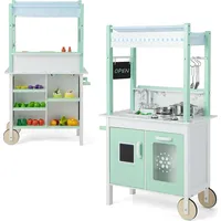 Costway Kinderküche mit Kaufladen & Rollen & 17 Zubehör,