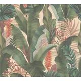 KUNSTLOFT Vliestapete Primal Paradise 0.53x10.05 m, Halb-matt, Matt, lichtbeständige Design Tapete beige|bunt