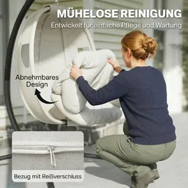 Outsunny Hängesessel oval Hellgrau 1-Sitzer mit Gestell