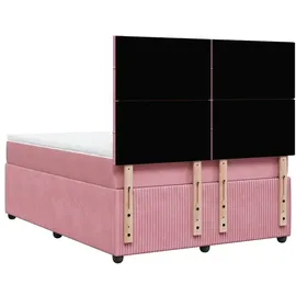 vidaXL Boxspringbett mit Matratze Rosa 140x200 cm Samt