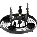 HEITMANN DECO runder Teelicht-Kerzenhalter aus Metall - Advents-Teelichthalter - Kerzenständer für 4 Teelichter - moderner wiederverwendbarer Adventskranz - schwarz