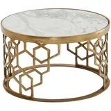 Wohnling Couchtisch Rund Weiß/Gold Marmor 60 x 60 x 36 cm