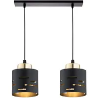 KAR LIGHTING Balken Pendelleuchte 2-flammig aus Metall in Schwarz mit Gold, höhenverstellbar | E27 Fassung | LED geeignet | Deckenlampe für Wohnzimmer, Flur, Schlafzimmer, Küche oder Büro