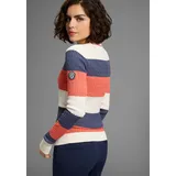 KangaROOS Rundhalspullover Sweatshirt Blockstreifen Blau-Koralle 32/34