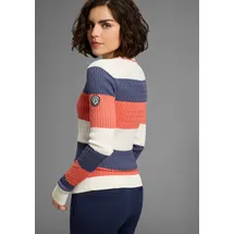 KangaROOS Rundhalspullover Sweatshirt Blockstreifen Blau-Koralle 32/34