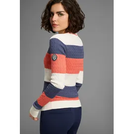 KangaROOS Rundhalspullover Sweatshirt Blockstreifen Blau-Koralle 32/34