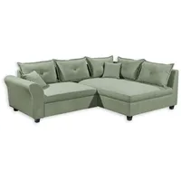 Stella Trading Liz Ecksofa mit Schlaffunktion in Olive - Modernes Schlafsofa in L-Form für Ihr Wohnzimmer - 252 x 87 x 175 cm (B/H/T)
