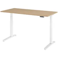 Bümö Schreibtisch, Eiche, Weiß, Nachbildung,Eiche, Rechteckig, 160x74x80 cm, FSC