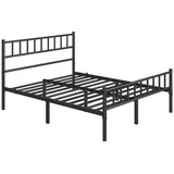 Yaheetech Bettgestell Metallbett, Einzelbettgestell / Doppelbettgestell schwarz 140 cm x 200 cm