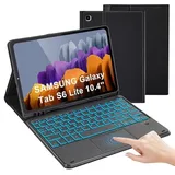 LAMA Hülle mit Tastatur für Samsung Galaxy Tab S6 Lite, Tastaturhülle mit Touchpad für Tab S6 Lite 10,4“ (2024/2022/2020), Bluetooth Tastatur Hülle (QWERTZ Layout),Schwarz Beleuchtet