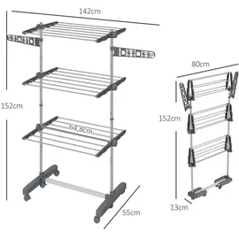 Homcom Wäscheständer Turm 1,52 m grau