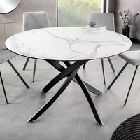 riess-ambiente Runder Esstisch ALPINE 120cm weiß Keramik Marmor-Design schwarze Metallbeine Sterngestell Esszimmertisch Tisch