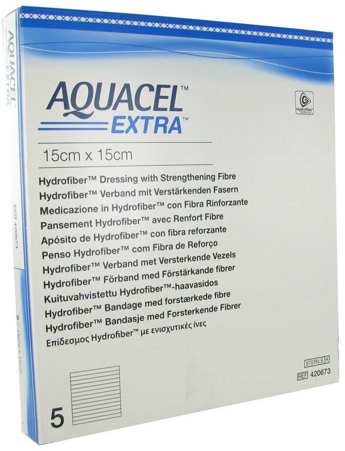 AquacelTM ExtraTM HydrofiberTM 15 cm x 15 cm 5 pc(s) Compresses