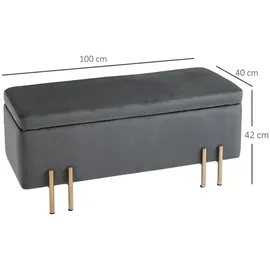 Homcom Sitzbank mit Stauraum, Truhenbank, Stoff, Metall, Schaumstoff, dunkelgrau