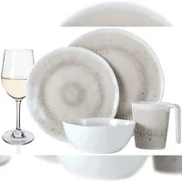 moritz Melamin Geschirr-Set 4 Personen Amboss Design 16 Teilig + 4 Weißweingläser Weingläser Weisswein Tafelgeschirr Picknick BBQ Kochgeschirr
