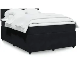 vidaXL Boxspringbett mit Matratze Schwarz 140x200 cm Samt
