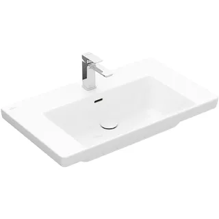 Villeroy & Boch Subway 3.0 Schrankwaschtisch 800 x 470 mm, 1 Hahnloch, mit Überlauf, Weiß Alpin CeramicPlus