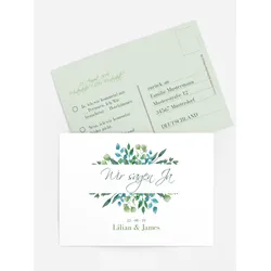 Antwortkarten für Ihre Feier selbst gestalten mit Spruch und Fotos im Onlinedesigner bei Meine-Kartenmanufaktur.de