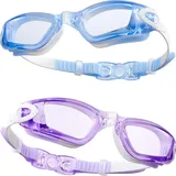 CAPAS Schwimmbrille Kinder, 2er Pack Wasserdicht Anti-Beschlag Anti-UV Wasser Pool Schwimmen Klasse Brillen für Jungen Mädchen von 4–12 Jahren (Marshmallows Series #04)