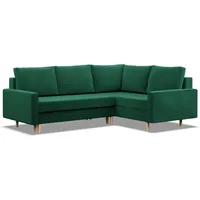 Mebligo - Ecksofa mit Schlaffunktion und Bettkasten Blank, Eckcouch mit Ottomane Rechts, Sofa L Form 223 x 172 x 88 cm, Couch Wohnzimmer, Ecke Sofa Wohnlandschaft, Schlafsofa - Dunkelgrün