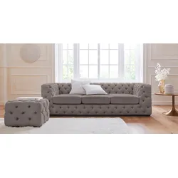 Chesterfield-Sofa "Kalina", braun, B:230cm H:67cm T:98cm, GUIDO MARIA KRETSCHMER HOME & LIVING, Sofas, klassische Chesterfield-Knopfheftung, sehr hochwertige Verarbeitung