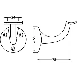 Hermeta Handlaufträger Aluminium Kunststoffbeschichtet 56 mm schwarz