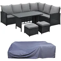 Svita Monroe Polyrattan Lounge-Möbel Sitzgruppe Schwarz - SVITA
