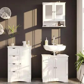 Vicco Bianco Badschrank 55 x 81 cm Weiß MDF/Metall/Massivholz