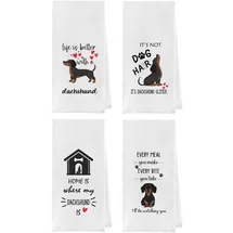 geqtt Gqtt Geschirrtücher mit Dackel-Geschenken – Wiener Hunde-Küchentücher, Dackel-Liebhaber, Geschirrtuch, 4er-Set