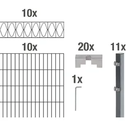 Doppelstabmattenzaun ALBERTS "Eleganz", grau (anthrazit), H:140cm, Stahl, Zaunelemente, anthrazit, Höhe: 100-160cm, Gesamtlänge: 10-20m, zum Einbetonieren