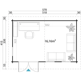 Lasita Maja Baruda 53 5,10 x 3,30 m natur