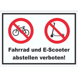 Schild Fahrrad und E-Scooter abstellen verboten A0 Rückseite selbstklebend
