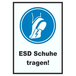 ESD Schuhe tragen Schild Fußschutz gegen elektrostatische Aufladung A0 (841x1189mm)