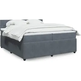 vidaXL Boxspringbett mit Matratze Dunkelgrau 200x200 cm Samt - Grau