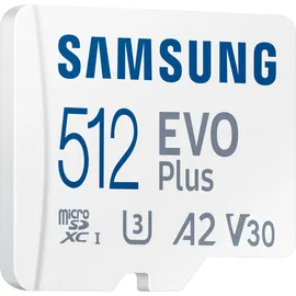 Samsung EVO Plus 2024 R160 microSDXC 512GB Kit, UHS-I U3, A2, Class 10 (MB-MC512SA/EU)