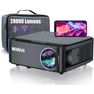 WIMIUS Beamer, Full HD 1080P 28000 Lumen Beamer 5G WiFi Bluetooth Beamer 4K Unterstützung, LED Heimkino Video Beamer 300 '' Display, kompatibel mit Fire Stick,Smartphone,PS5 Projektor