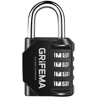 GRIFEMA Zahlenschloss 4 Stellig-Vorhängeschloss wetterfest Frostsicher,Schloss mit Zahlencode Zinklegierung,Robust,Sicher, Schlösser für Spind, Schuppen, Schule, Fitnessstudio,1Pack, Black