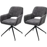Mendler 2er-Set Esszimmerstuhl HWC-N74, Küchenstuhl, drehbar Auto-Return, Stoff Chenille (490g/m2) Öko-Tex ~ dunkelgrau