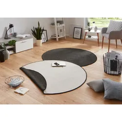 Teppich NORTHRUGS "Miami Wendeteppich" Gr. 10, schwarz, H:5mm Ø:200cm, Kunstfaser, Teppiche, In-& Outdoor, Wetterfest, Balkon, Garten, Wohnzimmer, Wasserfest