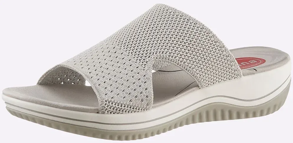 Pantolette JANA, Damen, Gr. 41, grau (hellgrau), Textil, Schuhe Pantolette