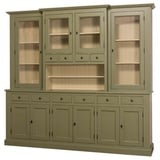 Casa Padrino Küchenbuffet Landhausstil Küchenschrank Grün / Beige 244 x 45 x H. 225 cm - 2 Teiliger Küchenschrank mit 10 Türen und 10 Schubladen