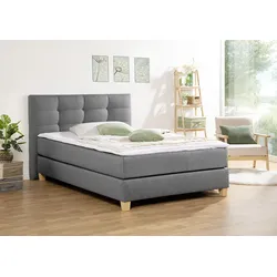 Boxspringbett HOME AFFAIRE "Moulay", grau, B:134cm L:211cm, Komplettbetten, Boxspringbett, inkl. Topper, in 3 Härtegraden, TFK auch in Härtegrad 4